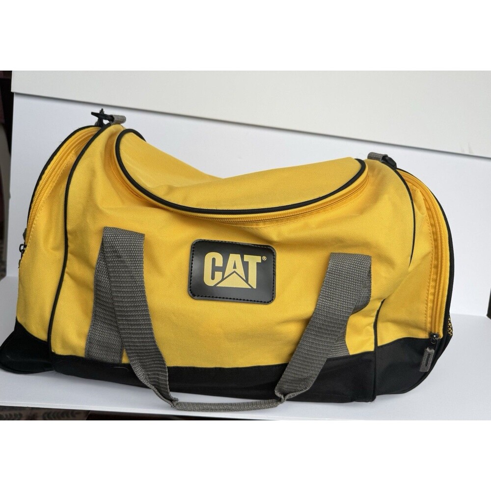 CAT Caterpillar Duffel Bag Yellow Black 16" Gym Travel Weekender Work Utility